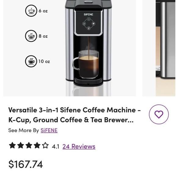 3-in-1 Sifene Coffee Machine - K-Cup, Ground Coffee & Tea Brewer - Picture 4 of 5